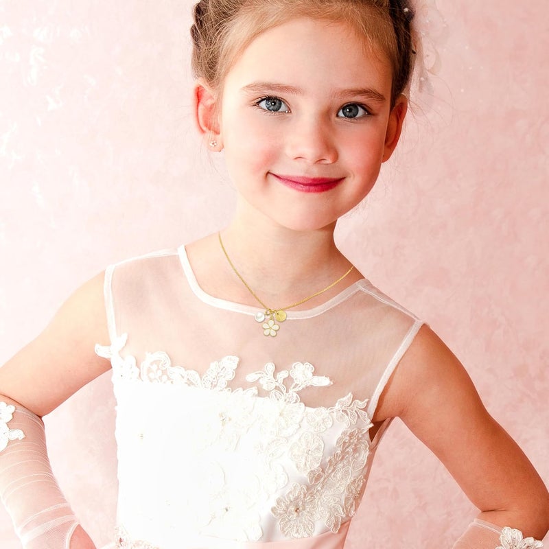 ELLEZZA Valentines Day Gifts for Kids-Flower Girl Gift,Initial Letter Necklace for Flower Girl,14K Gold Plated Proposal Gifts on Wedding Bridal Party - Image 2